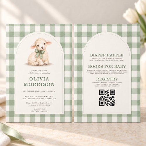 Spring Spring Lamb Neutral baby shower invitation
