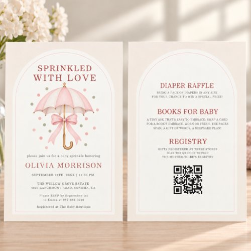 Sprinkled with Love Beige Cute baby shower invitation