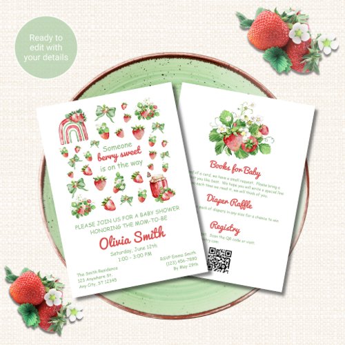 All in One Strawberry Baby Shower Invitation