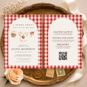 All in One Strawberry Clothesline Baby Shower Invitation