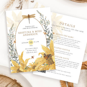 All in One Sunflower Fall Wildflower Baby Shower Invitation