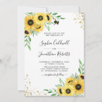 All in One Sunflowers Bumble Bee Greenery Wedding