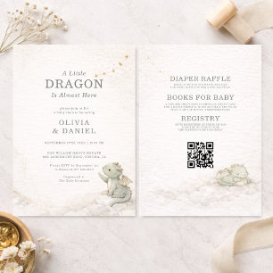 All in One Sweet Little Dragon Couples Baby Shower Invitation