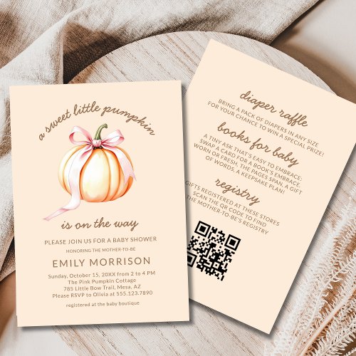 Fall Little Pumpkin Orange baby shower invitation
