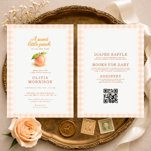All in One Sweet Peach Summer Gingham Baby Shower Invitation