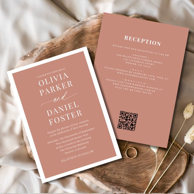 All in One Terracotta Boho QR Code Wedding Invitation (Creator Uploaded)