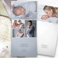 All in One Thank You and Birth 5 Boy Baby Photo Tri Fold