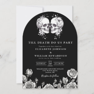 All In One Till Death Gothic Skull QR Code Wedding Invitation