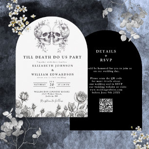 All In One Till Death Gothic Skull QR Code Wedding Invitation