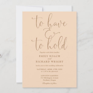 All In One To Have And To Hold Soft Peach Wedding Invitation