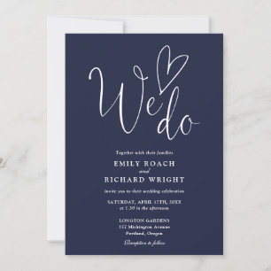 All In One To We Do Heart Navy Blue Wedding Invitation