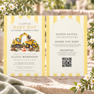 All in One Under Construction Boy Baby Shower Invitation