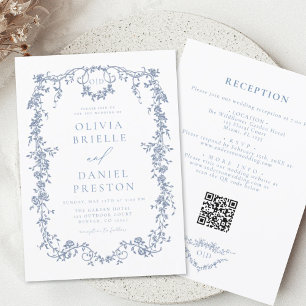 All In One Victorian French QR Code Wedding Invitation