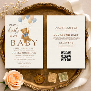All in One We Can Bearly Wait Baby Shower Invitation