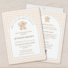 All in One We Can Bearly Wait Gingham Baby Shower Invitation
