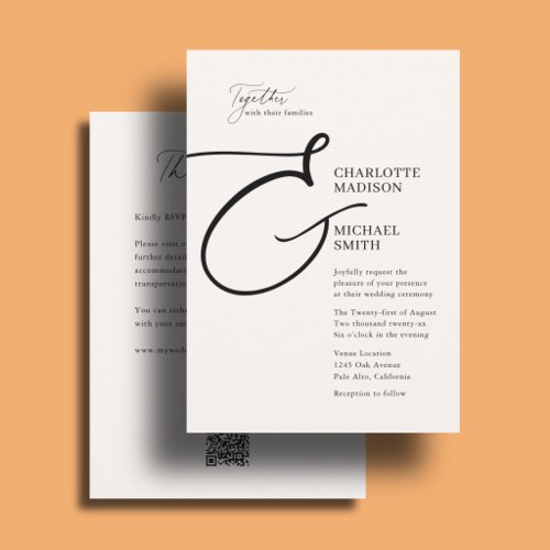 All In One Wedding Elegant Ampersand Ivory Invitation