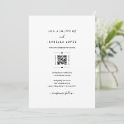All in One Wedding Invitation QR Code RSVP Details | Zazzle