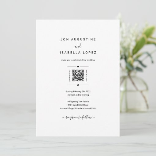 All In One Wedding Invitation Qr Code Rsvp Details Zazzle