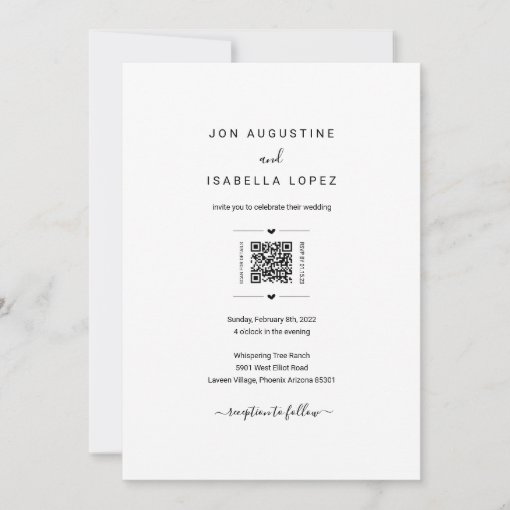 All in One Wedding Invitation QR Code RSVP Details Zazzle