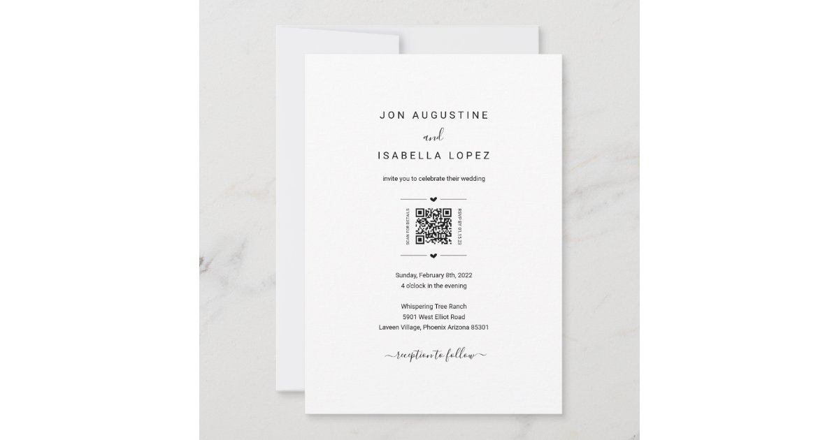 All in One Wedding Invitation QR Code RSVP Details | Zazzle