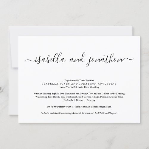 All in One Wedding Invitation with RSVP  Registry