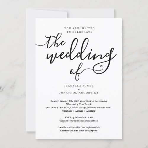 All in One Wedding Invitation with RSVP  Registry