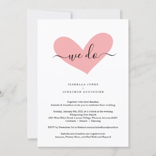 All in One Wedding Invitation with RSVP  Registry