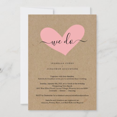 All in One Wedding Invitation with RSVP  Registry