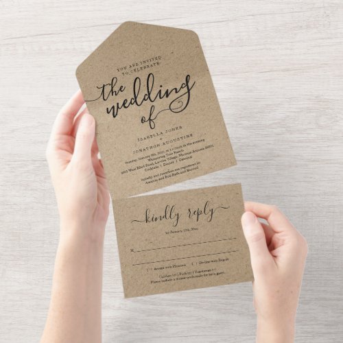 All in One Wedding Invitation with RSVP  Registry