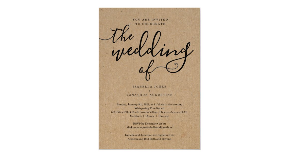 All in One Wedding Invitation with RSVP & Registry | Zazzle.com