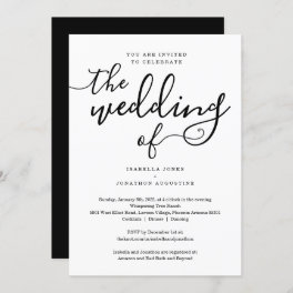 All in One Wedding Invitation with RSVP & Registry