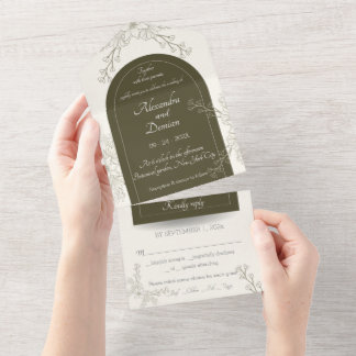 All in One Wedding Invite, template, personalized All In One Invitation