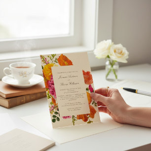 all in one wedding qr code orange poppy wedding invitation