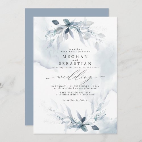ALL in ONE Wedding Watercolor Blue Invitation