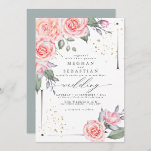 ALL in One Wedding Watercolor Greenery Invitation