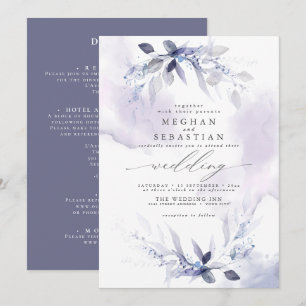 ALL in ONE Wedding Watercolor Plum Invitation