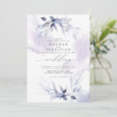 ALL in ONE Wedding Watercolor Plum Invitation (Standing Front)
