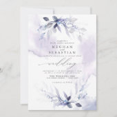 ALL in ONE Wedding Watercolor Plum Invitation (Front)