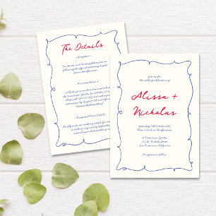 All in One Whimsical Bright Border Script Wedding Invitation