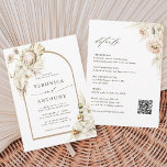 All In One Wild Boho Protea Pampas Grass Wedding  Invitation<br><div class="desc">This all-in-one wedding invitation features painted watercolor proteas,  white orchids,  dry pampas grass,  white anthuriums with wedding details and RSVP QR code on back side. For more advanced customization of this design,  please click the "customize further" link. Matching items are also available.</div>