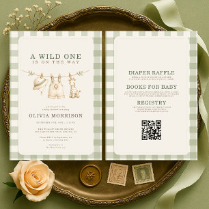 All in One Wild One Safari Jungle Baby Shower Invitation