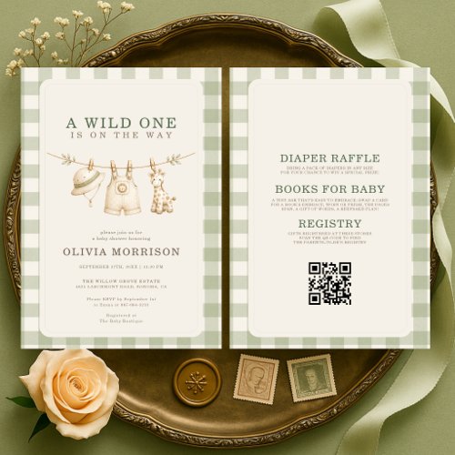 All in One Wild One Safari Jungle Baby Shower Invitation