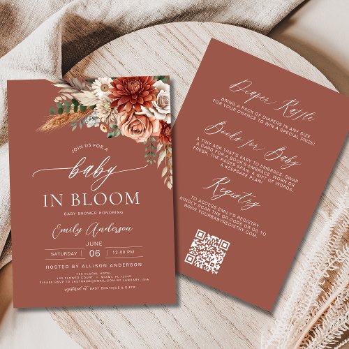 Fall Wildflower Floral or wildflower baby shower invitation
