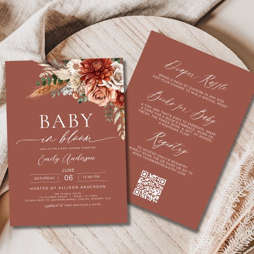 Fall Wildflower Floral or wildflower baby shower invitation