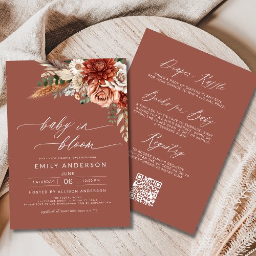 Fall Wildflower Floral or wildflower baby shower invitation