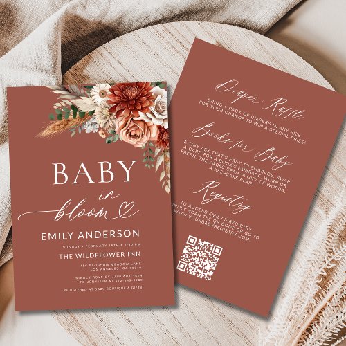 Fall Wildflower Floral or wildflower baby shower invitation
