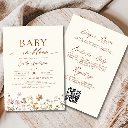 Wildflower Floral or wildflower baby shower invitation