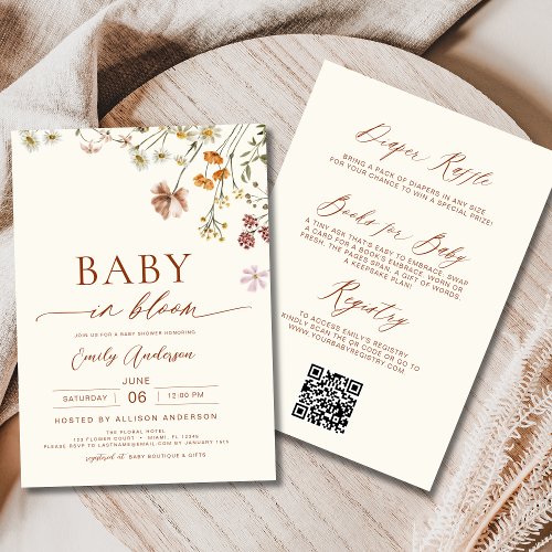 Wildflower Floral or wildflower baby shower invitation