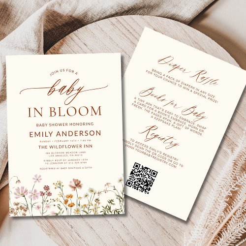 Wildflower Floral or wildflower baby shower invitation