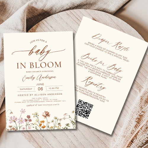 Wildflower Floral or wildflower baby shower invitation
